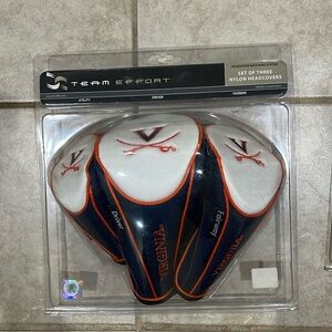 Set of three UVA Nylon Golf Club Headcovers and Mallet Putter Cover